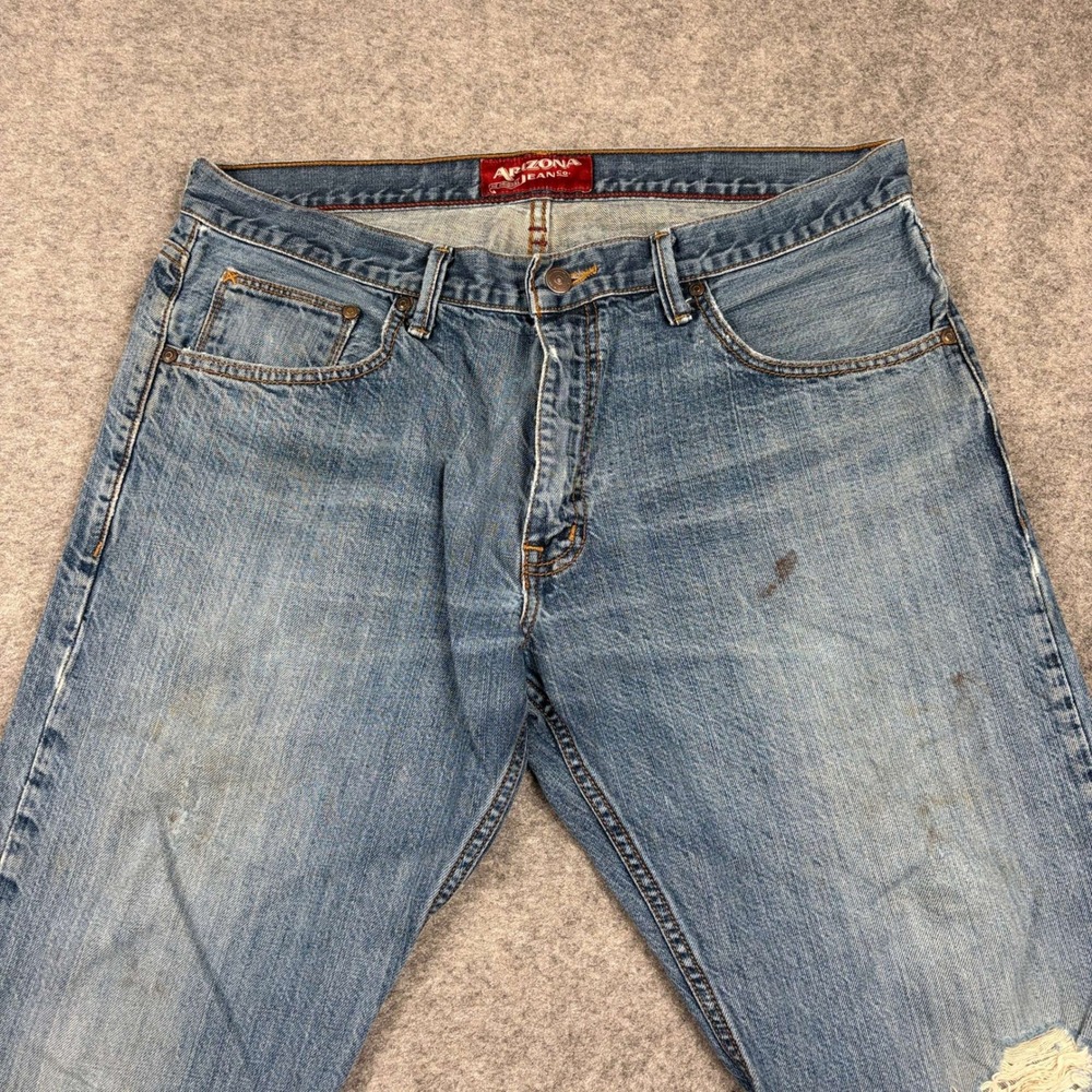 Arizona Jeans Mens 36x29 Original Straight Blue Distressed Denim Y2K Outdoor